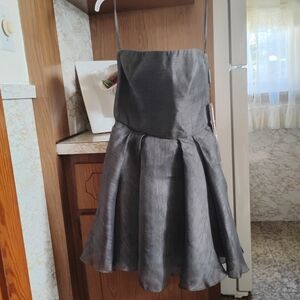 🆕 Emporio Armani Gray Cocktail Convertible Dress with Strap, Taglia 40, Size 8